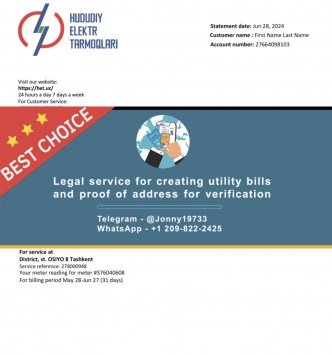 Uzbekistan Electr Fake Utility bill